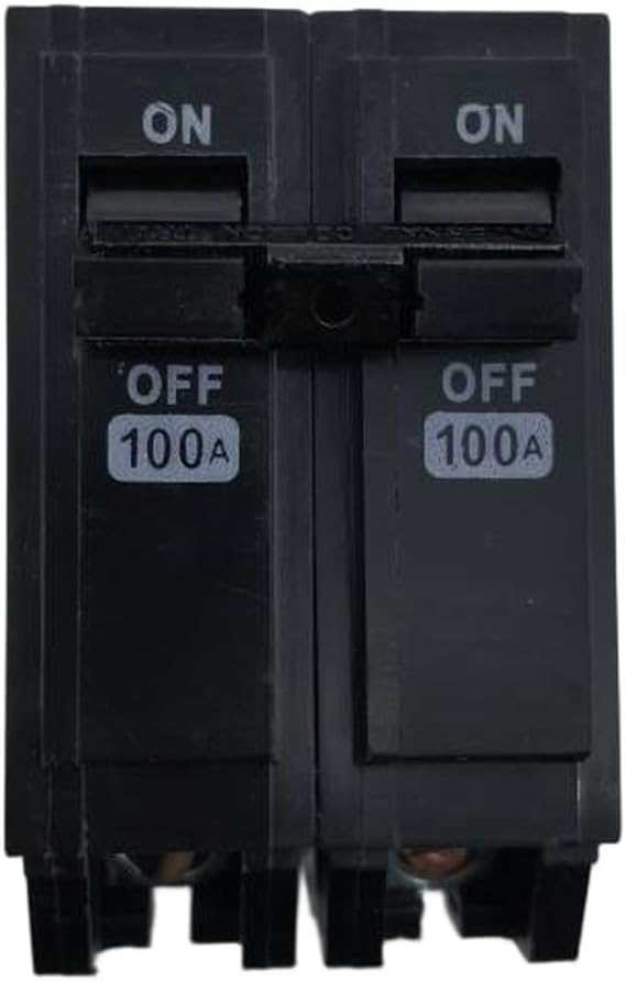 100A 2-Pole Circuit Breaker For GE Q-Line THQL21100, 10KAIC 120/240V Miniature Breaker, Compact Plastic Design For Residential Panel Protection, Black