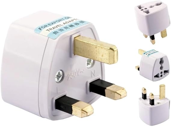 Coverzone Amerikan, İngiltere, Dubai, Hong Kong, Irlanda, Kıbrıs Seyahat Fişi Adaptörü Tip G Plug Adapter Üniversal 3 Pinli İngiliz Fiş Tersi 1 Adet ES5150