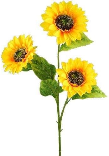 Yapay Çiçek Ayçiçeği Sarı Sunflower Dekoratif Çiçek 90cm Dev Ay Çiçeği 3 Kafalı