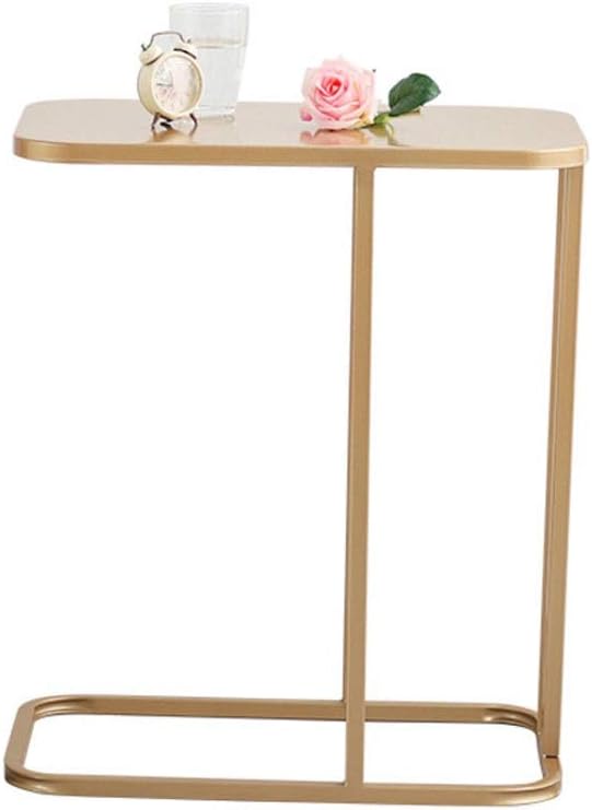 Modern Coffee Table Sofa C shaped Portable Office Side Table Marble Surface Color : White