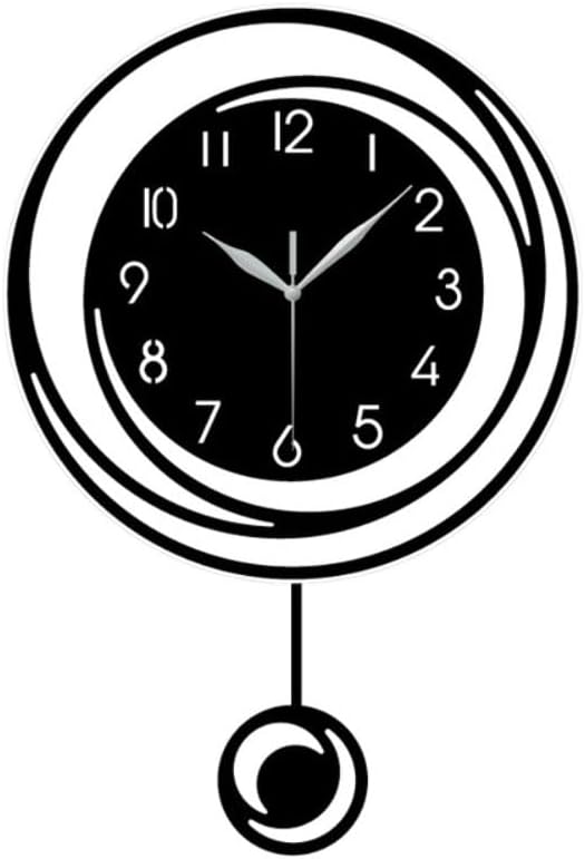 Wall Clock with Pendulum Silent Non-Ticking Operated Quartz Movement for Home Living Room Kitchen Office Decoration Black 45 * 30cm Large Time Display Elegant Classic Design