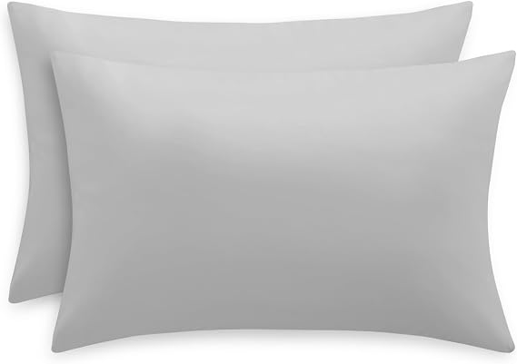 RUIKASI Grey Pillow Cases 2 Pack Standard Plain Pillowcases 50x75cm