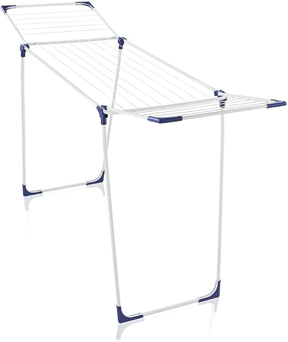 Leifheit Classic 180 Solid Standing Clothes Airer Laundry Hanger, Folding Clothes Rack for Outdoor and Indoor, 18 m Clothes Horse with 4 End Hooks for Hangers