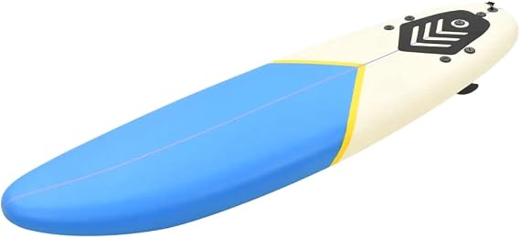 vidaXL Surfing Board, Foam Surfboard with Removable Fins, Beginner Surfboard with Traction Pad, Longboard for Adults and Kids Surfing, Blue and Cream