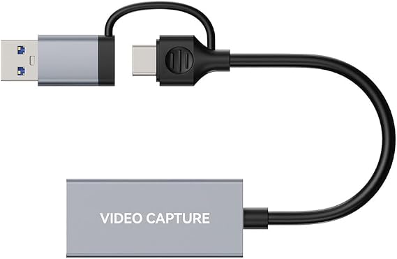 Y&H 4K HDMI Video Capture Card 1080p60,USB 3.0 & Type-C,Plug-and-Play Game Capture for PS5/Xbox/Switch/Quest 3,iPad Pro/Mac/Windows/OBS,Zero-Lag Pass-Through,Pocket Aluminum Case