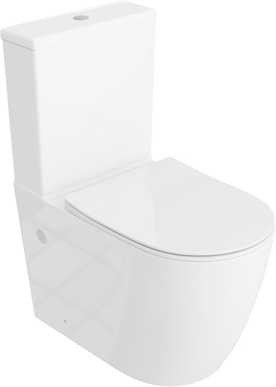 Lavita One-piece Standing Toilet with Built-in Cistern Runson White Complete Set Toilet Lid with Soft-Close Mechanism Ceramic Toilet Rimless Toilet Bowl Flush System Tornado