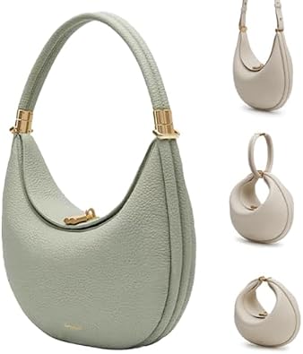 Luna Bag, Half Moon Bag for Women, Small Elegant Leather Crossbody Bags, Cream Crescent Handbags