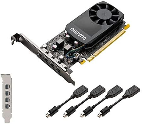 hp Nvidia Quadro P620 2GB Graphics Card (512 CUDA Cores, GDDR5, 128-Bit, PCI Express x16 3.0) – With x4 mDP to DP Cables, High & Low Profile Brackets - 3ME25AA – Plain Boxed