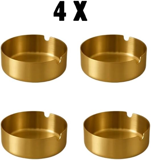 Gold Paslanmaz Çelik 4lü Kül Tablası Küllük Seti