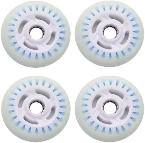 LED Light-Up Inline Skate Wheels, 90-125mm Diameter, 24mm Thickness, 90A Durometer, No Batteries Required (4, Blue flash, 100mm)