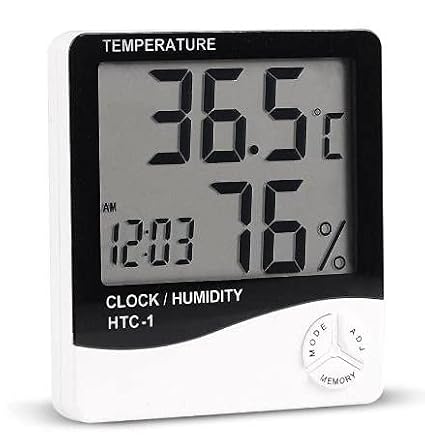 Wellhise HTC-1 Dijital Termometre Sıcaklık Ve Nem Ölçer Higrometre Masa Alarm