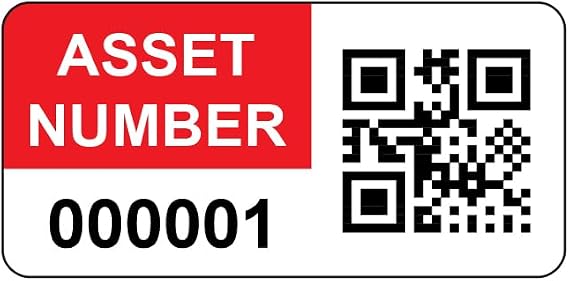2000 Personalised QR Code Asset Tag Labels Custom Sticker - with Optional Website Linked QR Code - Red 38mm x 20mm Permanent Vinyl Labels - Simple to Customize