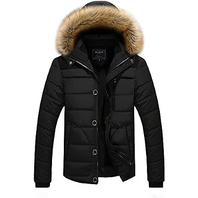 Inotenk Down Jacket Mens Winter Coat, Cold Resistant, Warm, Medium-Weight, Slim, Fleece, Windproof, Thick, Winter Clothes, Hooded, Warm, Stylish, Large Size XS-4XL
