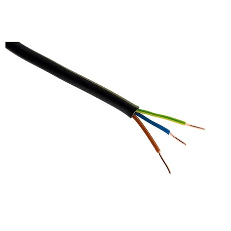 Zenitech - U-1000 R2V 3G2.5mm² Electric Power Cable - Ideal for Indoor or Outdoor Use - Robust PVC Jacket - Reliable Protection - Black - 5m