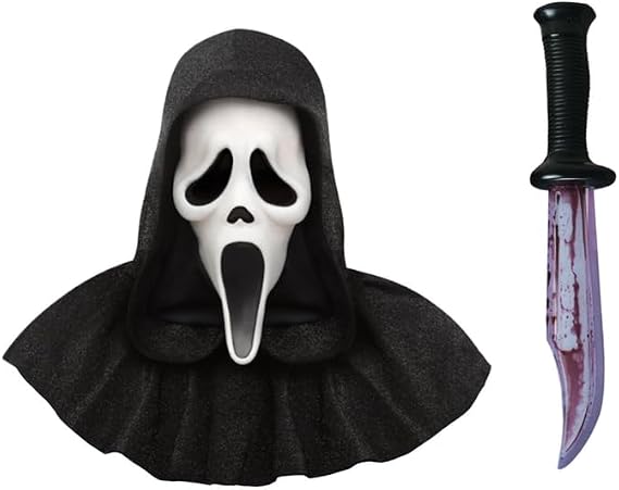 Officially Licensed Scream GhostFace Mask + Knife Adults Halloween Fancy Dress Costume Accessory Set