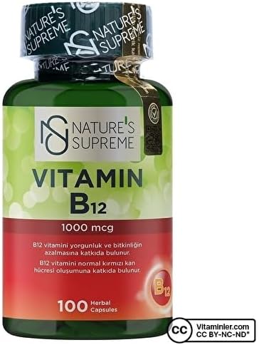 Nature's Supreme Vitamin B12 1000 Mcg 100 Kapsül AROMASIZ Renkli