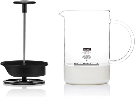 BODUM 1446-01 Milk Frother, Lateo Milk Frother, 8.5 fl oz 250 ml, Black, Coffee, Cappuccino Cafe Latte