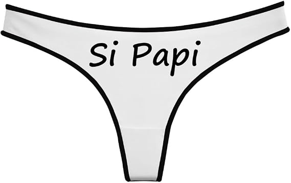 Si Papi Novelty Thong for Women, Red with White Trim Cotton Thongs, Women's Funny Graphic Design Underwear
