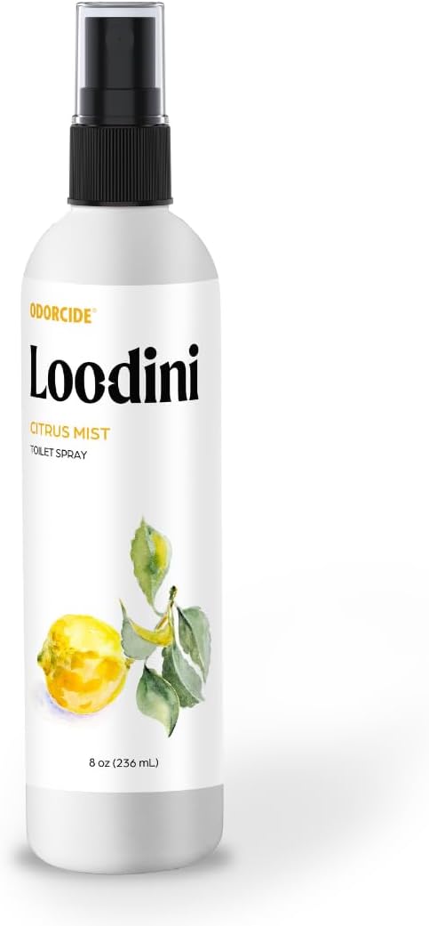 Odorcide Loo-Dini Citrus Mist 8オンス トイレスプレー&バスルームスプレー – このバスルームスプレー消臭剤を前にご使用ください – トイレやバスルームの芳香剤&バスルーム消臭剤用のうんちスプレー