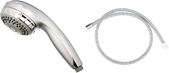 Aqualisa Varispray Adjustable Shower Head - Chrome & 235019 Shower Hose - 1.25m - Stainless Steel - Chrome