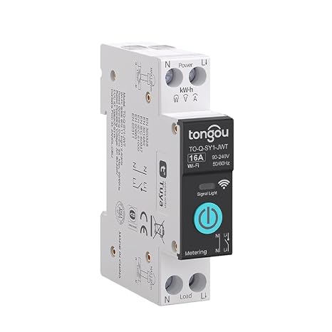 Energy Meter Switch, 16A DIY Smart Switch Compatible with Alexa, Google Home, WiFi Switch with Voice Control, Remote Control and Time Function, TUYA App and Smart Life