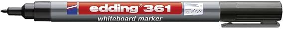 Edding 361 beyaz yazı tahtası kalemi - siyah - 1 kalem - yuvarlak uçlu 1 mm - yeniden doldurulabilir