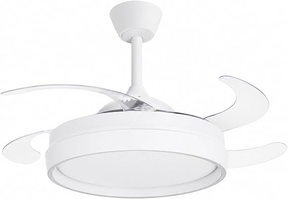 Ceiling Fan with LED Light 40W+40W DC Motor, 5900lm, Ultra Quiet 4 Retractable Blades, Remote Control, 6 Speeds, 1/2/4H Timer, 3 Tones 3500K/4000K/6500K, Summer/Winter Function [Energy Class E]