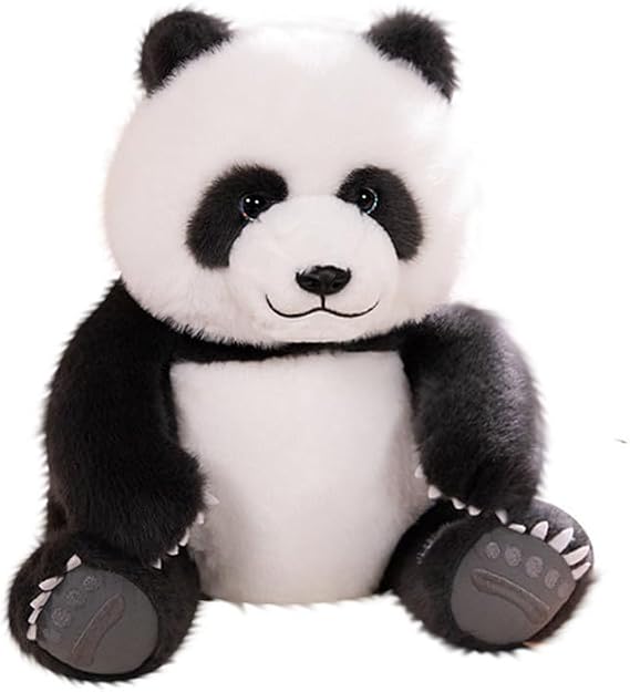 Stuffed Animals-Giant Panda, Soft and cuddly giant panda doll, plush toy cat, height 30cm (dark grey)