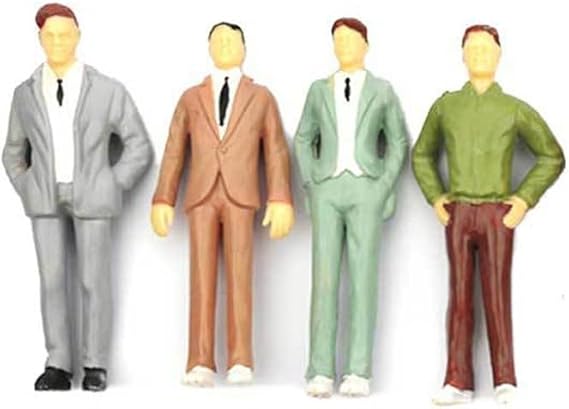 Zilimontt 200 PCS Model Railway Figures Mixed Painted People Standing Seated Scale Train Layout Scenery Miniature Building Scene Architecture Display HO OO 1:87 1:150