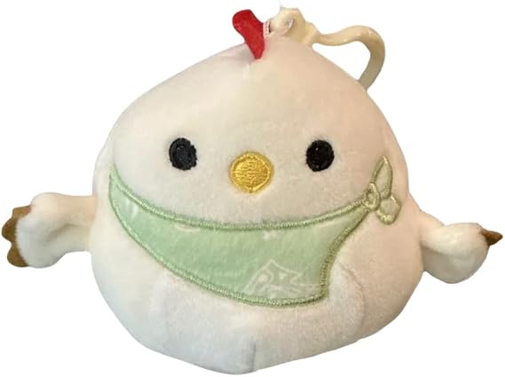 Official Kellytoy Easter Squad Squad Squishy Soft Plush Animal 3.5" Clip, Todd Chicken with Bandana