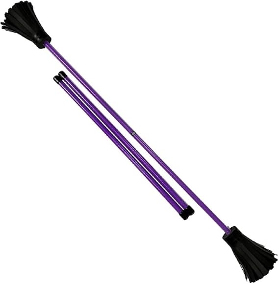 Juggling Flower Sticks-Devil Stick and 2 Hand Sticks, Beginner Friendly - UV Reactive Sport Line (UV Purple Stick with Black Flowers)