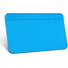 30×20cm Soldering Mat - Silicone Repair Work Mat with Screw Sorting Trays - Heat Resistant Pad for Phone Watch PCB and Small Electronics Repair - Blue