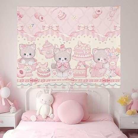 HOKMAH Cute Wall Tapestry Hanging Cutecore Decor, Y2k Wall Hanging Kawaii Aesthetic Cutecore Coquette Preppy Banners Dorm (30 * 40'',Type-C)