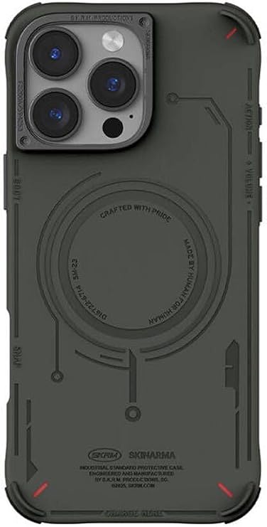 iPhone 16 Pro Max için Magsafe İle Uyumlu Kılıf Özellikli Metal Kamera Çerçeveli Skinarma Mecha Serisi Olive