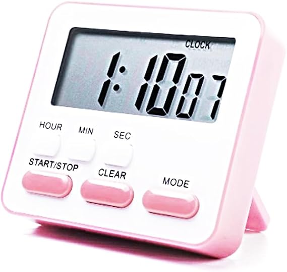 gaman Alarmlı Dijital Öğrenci Sınav Kronometresi 24 Saat Geri Sayım Cihazı Saat - Alarm/Kronometre PEMBE - BEYAZ