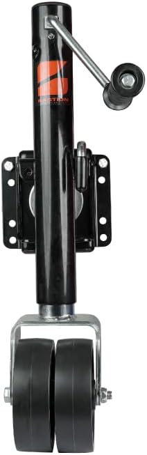Bastion Distribution Black Boat/Marine Jack with Double Wheel | Swivel Mount | Bolt On | Smooth Operation | Side-Wind Crank | 6" Wheel | 1200lb Capacity | BD-SW-1200-SM-CW-002-BLK