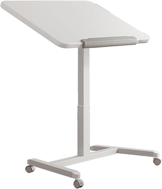 Mobile Standing Desk, Adjustable Height Sit Stand Up Desk, 90° Tiltable Computer Desk, Small Office Desk with Brake Wheels, Folding Gaming Table, Steel Frame