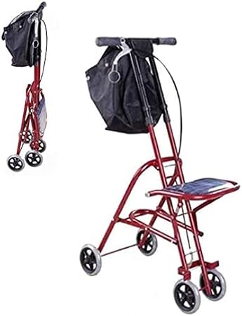 Upright Walker with Padded Seat and Backrest - Stand Up Folding Rollator Walker for Mobility - Walking Aid with Seat and Four Wheels, 220 Lb Capacity