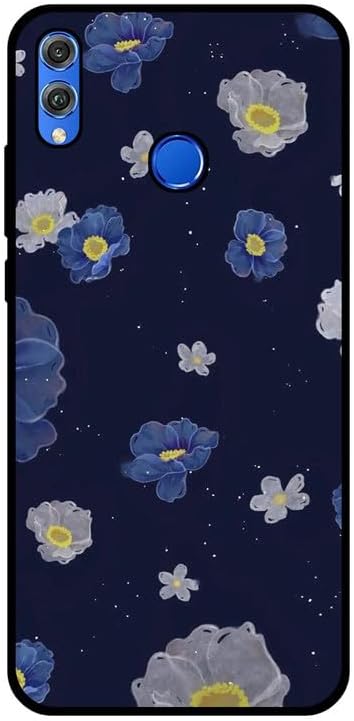 Case compatible with Honor 8X/View 10 Lite,Silky-Soft Touch Protective Phone cover Shockproof Ultra Slim Thin Silicone Anti-Fingerprint Anti-Scratch Anti-Fall - Blue White Flowers
