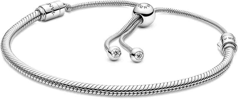 Pandora Snake Chain Bracelet 14K Rose Gold Plated Clear Cubic Zirconia