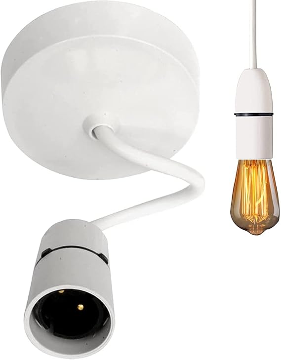 Light Fitting Ceiling Pendant with Lampholder BN Set 6 Inch Flex Cable Fixtures Ceiling Rose White Lamp Holder Light Fitting Kit for Dining Room Decoration [Energy Class A+]
