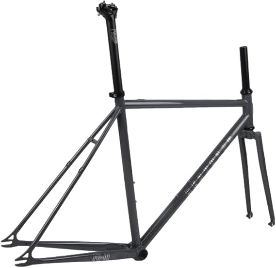 700C Fixed Gear Bike Frameset C/V Brake 50 52 55 58CM Cr-Mo Steel Single Speed Bike Frame Road Off-road Levels Bike Frame BSA BB68mm 100/120mm Quick Release(Gray,50cm)