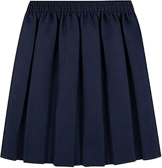 Girls Back to School Uniform Skirt - Box Pleated - Elasticated Waist Round Bottom Skirt Uniform | Age 4-18 Years