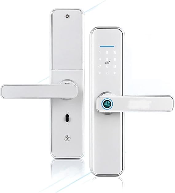 Smart Door Lock, Fingerprint Waterproof Tuya cerradura inteligente fechadura eletronica sliver smart door lock,for Bedrooms, Offices, and Hotels(X7tyS-3585)