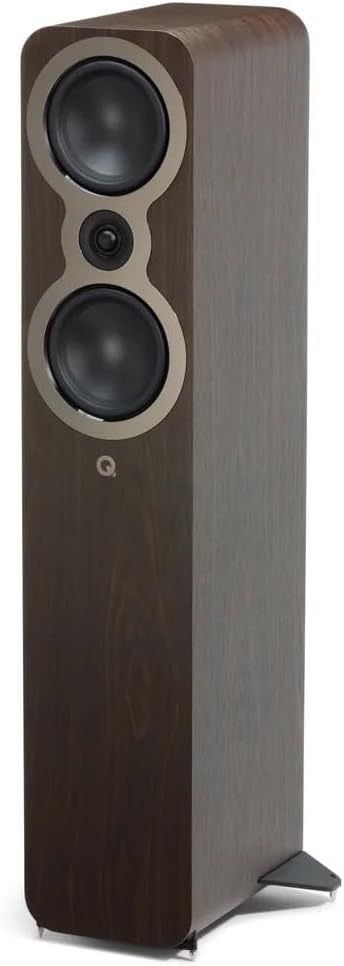 Q Acoustics 3050c Floorstanding Speakers - Pair - 2x 5.5 Continuous Curved Cone Bass Driver, Point-to-Point Braced, HPE (Pressure Equalised) Cabinet, Stereo Speakers for Home Theatre (Claro Walnut)