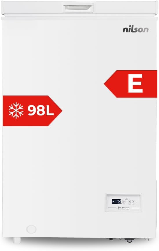 Nilson Horizontal Freezer White NCH1001EDC. Capacity 98 Litres, Dual Cooling, 4 Star, Super Freeze Mode, Cyclic Technology, Hinged Door, 1 Basket, Low Sound, Class E [Energy Class E]