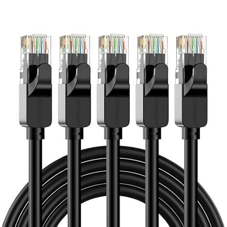 Cat 6 Ethernet Cable 2m, High Speed 10Gbps Internet Cable, Black RJ45 LAN Patch Cables, Long Ethernet Cables are Suitable for Games, Computers, TV, Routers, Modem, Patch Panel (5Pack)