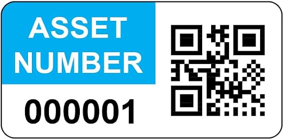 2000 Personalised QR Code Asset Tag Labels Custom Sticker - with Optional Website Linked QR Code - Light Blue 38mm x 20mm Permanent Vinyl Labels - Simple to Customize