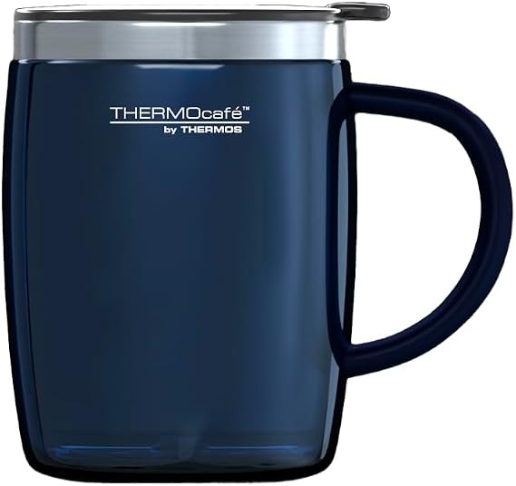 Thermos Translucent Desk Mug, Stainless Steel, Blue, S (Pack of 1), 450 ml