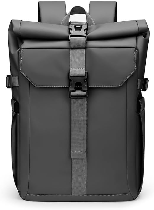 Rolltop Waterproof Backpack for Men and Women, 16 Inch Laptop Compartment, darkgray, 32*14*47cm